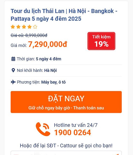 Có khuyến mãi gì đặc biệt trong các tour du lịch bán chạy nhất của Cattour?