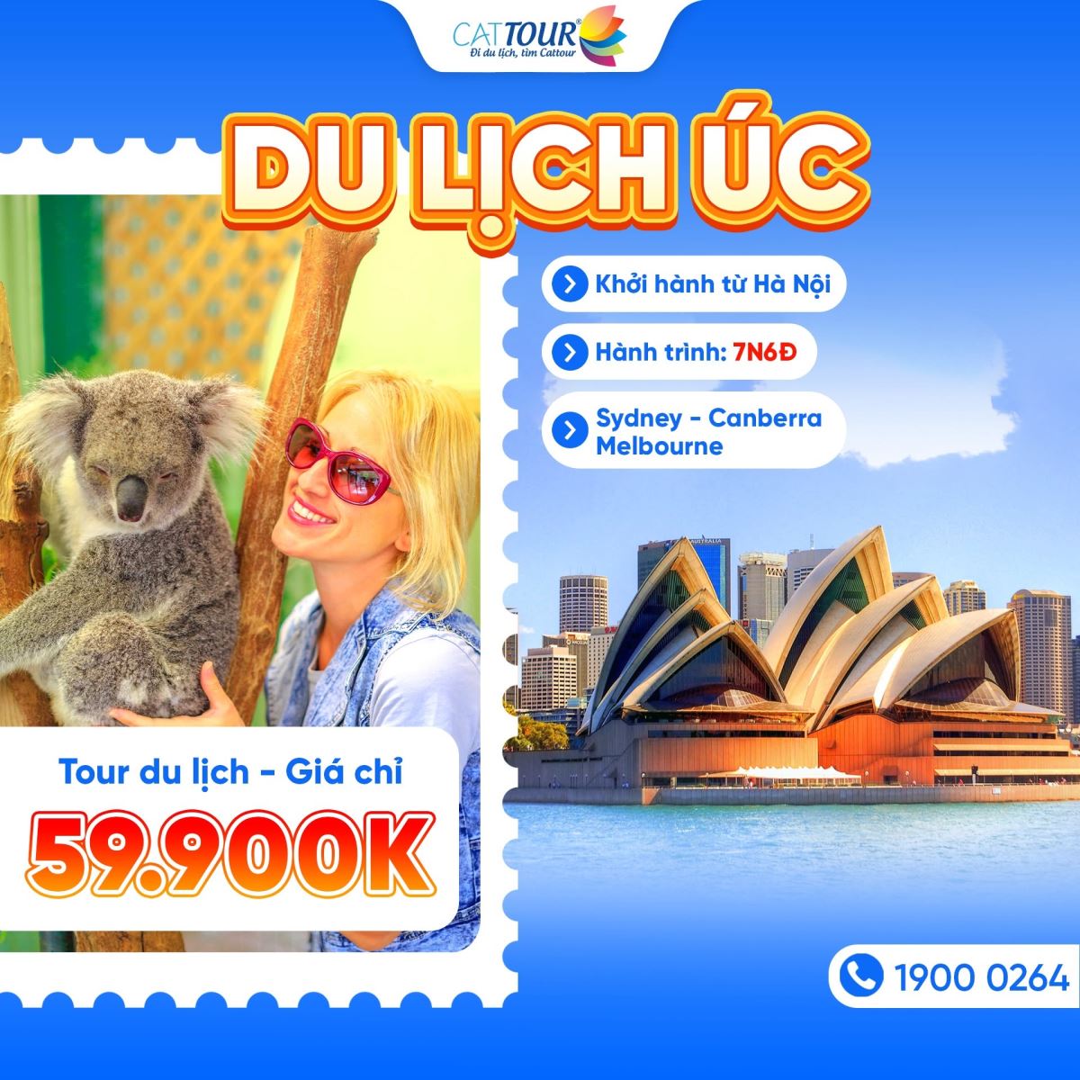 Poster quảng cáo tour du lịch Úc của Cattour.