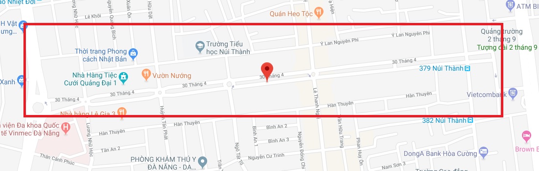 Vị trí đường 30/4 Đà Nẵng trên Google Maps