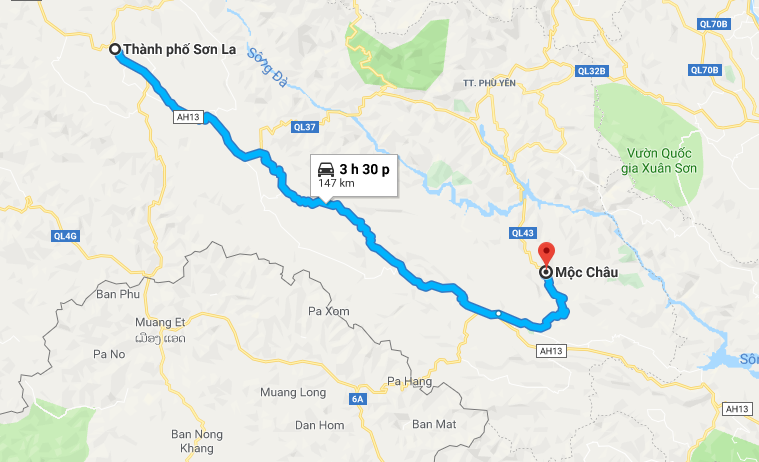 Mộc Châu cách thành phố Sơn la bao nhiêu km