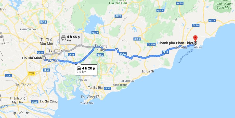 Phan Thiết cách Sài Gòn bao nhiêu km? 