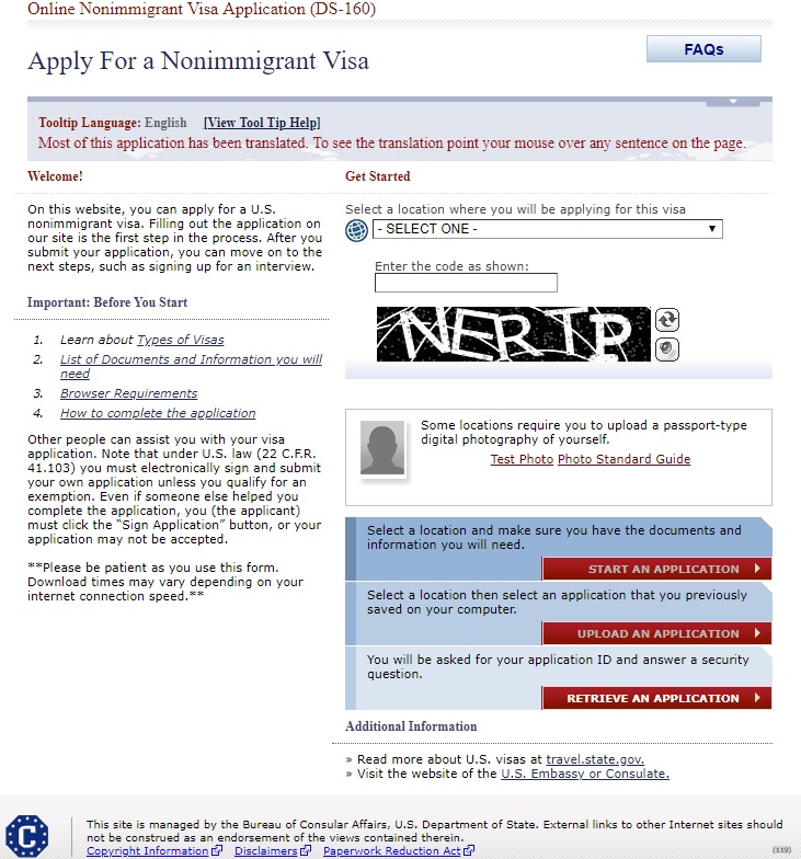 Mẫu đơn DS - 160 bạn cần điền khi xin visa Mỹ