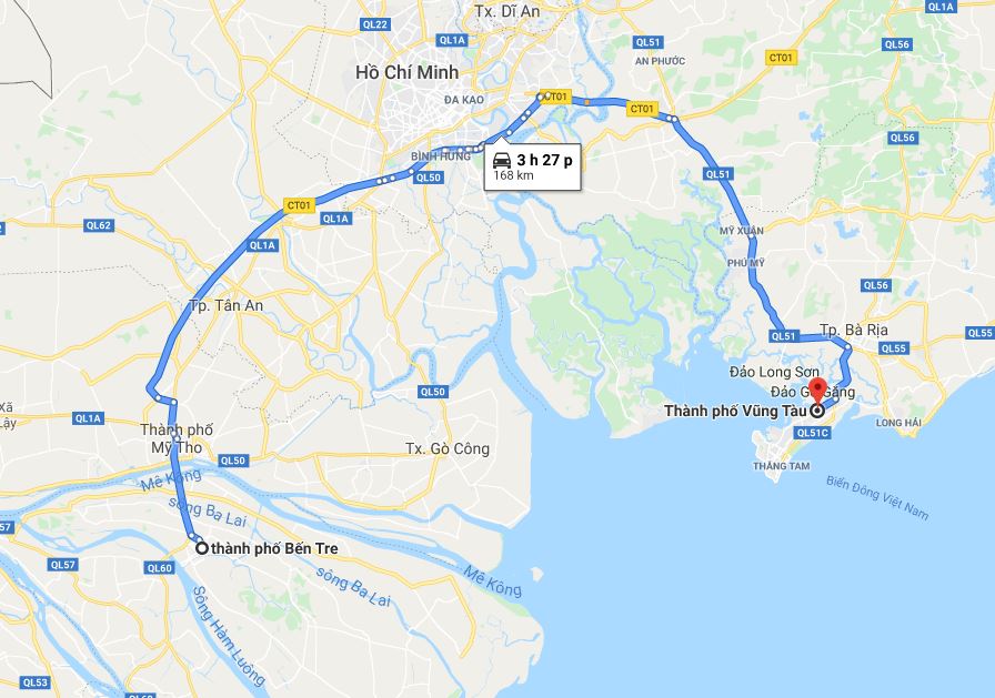 How to get from vung tau to ben tre ?