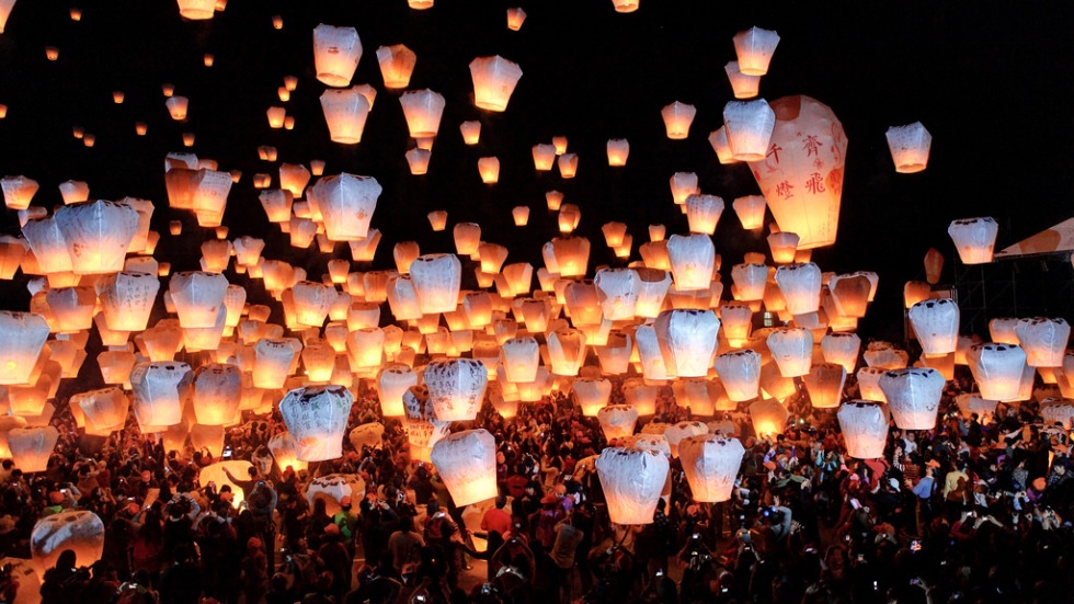 Lễ hội thả đèn trời ở Đài Loan diễn ra vào Tết Nguyên Tiêu hàng năm