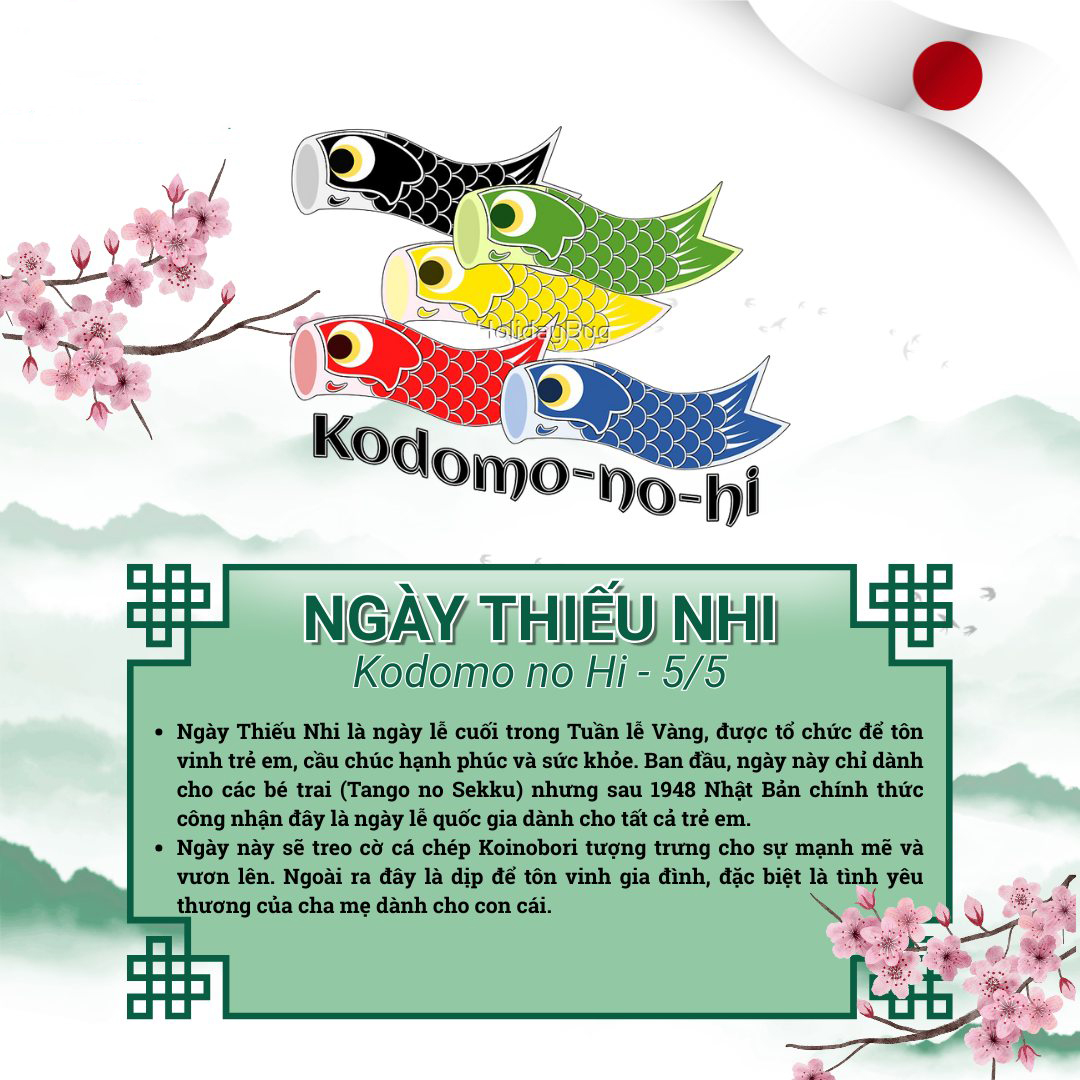 Kodomo no Hi (こどもの日) hay còn gọi là Ngày Trẻ Em là một trong những ngày lễ truyền thống dễ thương và nhiều ý nghĩa nhất ở Nhật Bản, diễn ra vào ngày 5 tháng 5 hàng năm