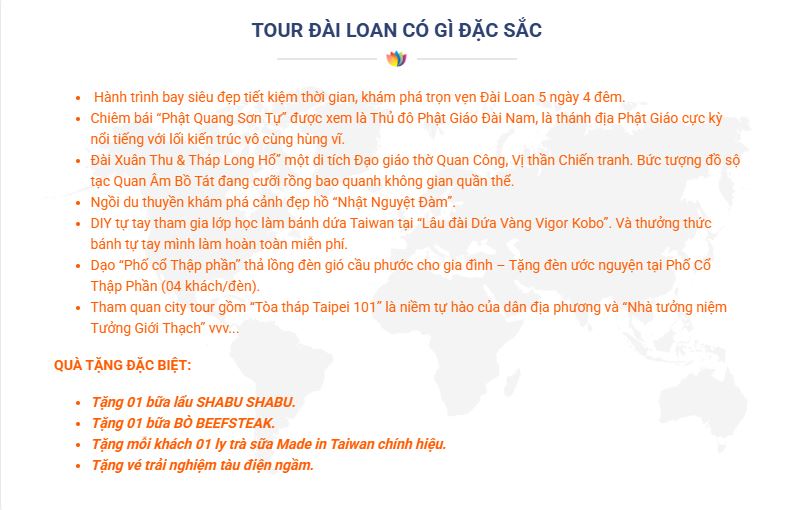 Quà tặng trong tour du lịch Đài Loan của Cattour